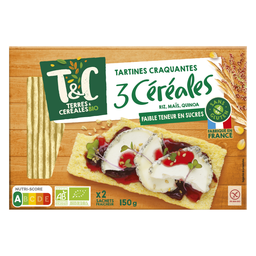TERRES&CEREALES BIO Tartines craquantes 3 céréales bio Terre et Céréales 150g