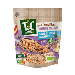 TERRES&CEREALES BIO TERRES ET CEREALES Céréales muesli croustillant pommes cassis bio 500g