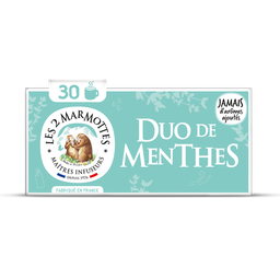 DUO Infusion de menthes bio LES 2 MARMOTTES, boîte 30 sachets, 40g