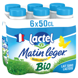LACTEL Leite sem lactose 1,2% mg MATIN LEGER UHT 6 garrafas de 50 cl