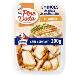 PERE DODU Les Emincés Filets de poulet rôtis au curry 200g