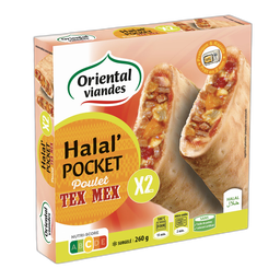 ORIENTAL VIANDES Halal pocket poulet tex mex 2 pièces 260g