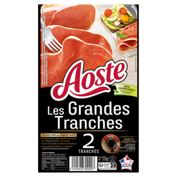 AOSTE Les Grandes Tranches Jambon cru sans conservateur 2 tranches 55 g