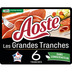 AOSTE Les Grandes Tranches Jambon cru sans conservateur 6 tranches