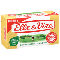 ELLE & VIRE Beurre doux allégé 60%MG 250g