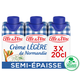 ELLE & VIRE Natas UHT ligeiras semi-espessas 18% MG 3x20cl