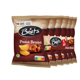 BRETS Chips ondulées saveur poulet braisé 6x25 g