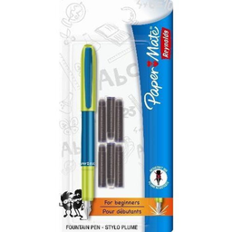 PAPERMATE Stylo plume - Encre bleue effaçable - Vert/bleu - Rose/bleu - 6 cartouches