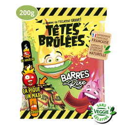 TÊTES BRULÉES Bonbons goût pomme fraise 200 g