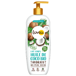 LOVEA Lait bio pour le corps hydratant l'huile de coco pour peaux sèches 250 ml