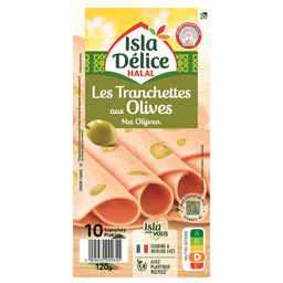 ISLA DELICE Mortadela com azeitonas halal 10 fatias 120 g