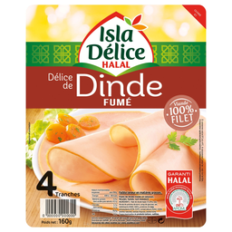 ISLA DELICE Peito de peru fumado halal 160 g