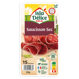ISLA DELICE Salame seco fatiado halal pur buey 120 g