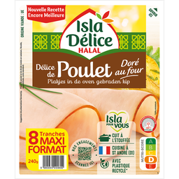 ISLA DELICE Filetes de pollo y pavo dorados al horno 8 lonchas 240 g