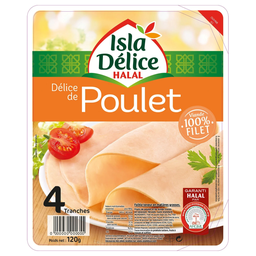 ISLA DELICE Delicia de pollo halal 4 lonchas 120 g