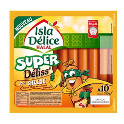 ISLA DELICE Salchichas halal super deliss' sabor queso 350 g