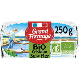 GRAND FERMAGE Beurre moulé aux cristaux de sel de mer 80%MG bio 250g