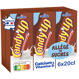 CANDY'UP Bebida láctea de chocolate ligera pack de 6 x 20 cl
