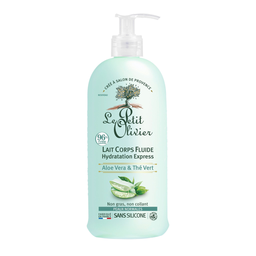 LE PETIT OLIVIER Lait Corps Fluide hydratation express à l'Aloe Vera au thé vert peau normales 250 ml