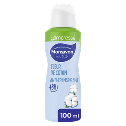 MONSAVON Déodorant spray compressé anti-transpirant fleur de coton 100 ml