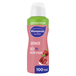 MONSAVON Déodorant femme compressé lait grenade et fleurs hibiscus pierre d'alun 100 ml