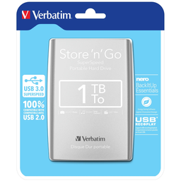 VERBATIM Disque Dur Portable Usb Store 'n' Go 3.0, 1 To, Argenté