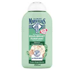 Le Petit Marseillais Shampooing Équilibrant Et Purifiant À La Poudre D'Argile Blanche Cheveux Regraissant Vite 250Ml