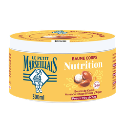 Le Petit Marseillais Baume Corps Nutrition Karité Amande Huile D'Argan Peaux Très Sèches 300Ml