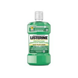 LISTERINE Bain de bouche dents et gencives sans alcool goût plus léger menthe fraîche 500ml