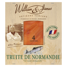 WILLIAM & JAMES Truite Normandie élevée en Normandie fumée & 4 tranches 100 g
