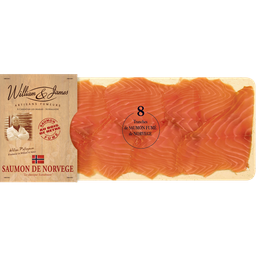 WILLIAM & JAMES Saumon fumé Atlantique, Norvège, ET 8 tranches soit 200 g