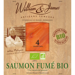 WILLIAM & JAMES Saumon irlandais bio fumé x4 soit 100 g