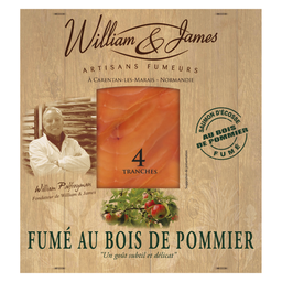 WILLIAM & JAMES Saumon fumé au bois de pommier de Normandie, 4 tranches soit 100 g