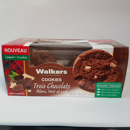WALKERS Cookies Trois chocolats (Blanc/Lait/Noir) 150 g
