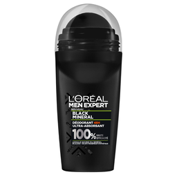 MEN EXPERT Desodorante roll-on hombre Antitranspirante 48h Black Mineral 0% Alcohol roll-on