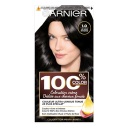 100% COLOR Garnier permanent hair color cream 1.0 intense black 1 unit