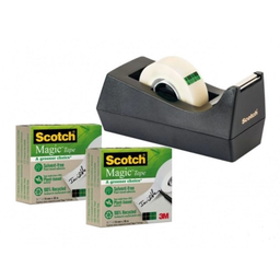 3M Dispensador C38 Reciclado Preto + 3 Rolos Scotch, le dévidoir et les 3 rouleaux de 19mmx33m